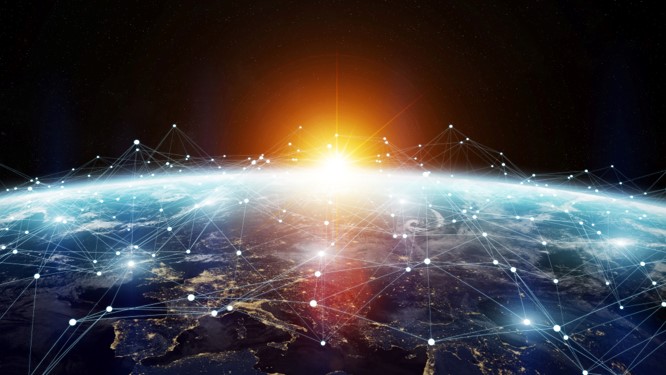 picture of a network overshadowing the globe